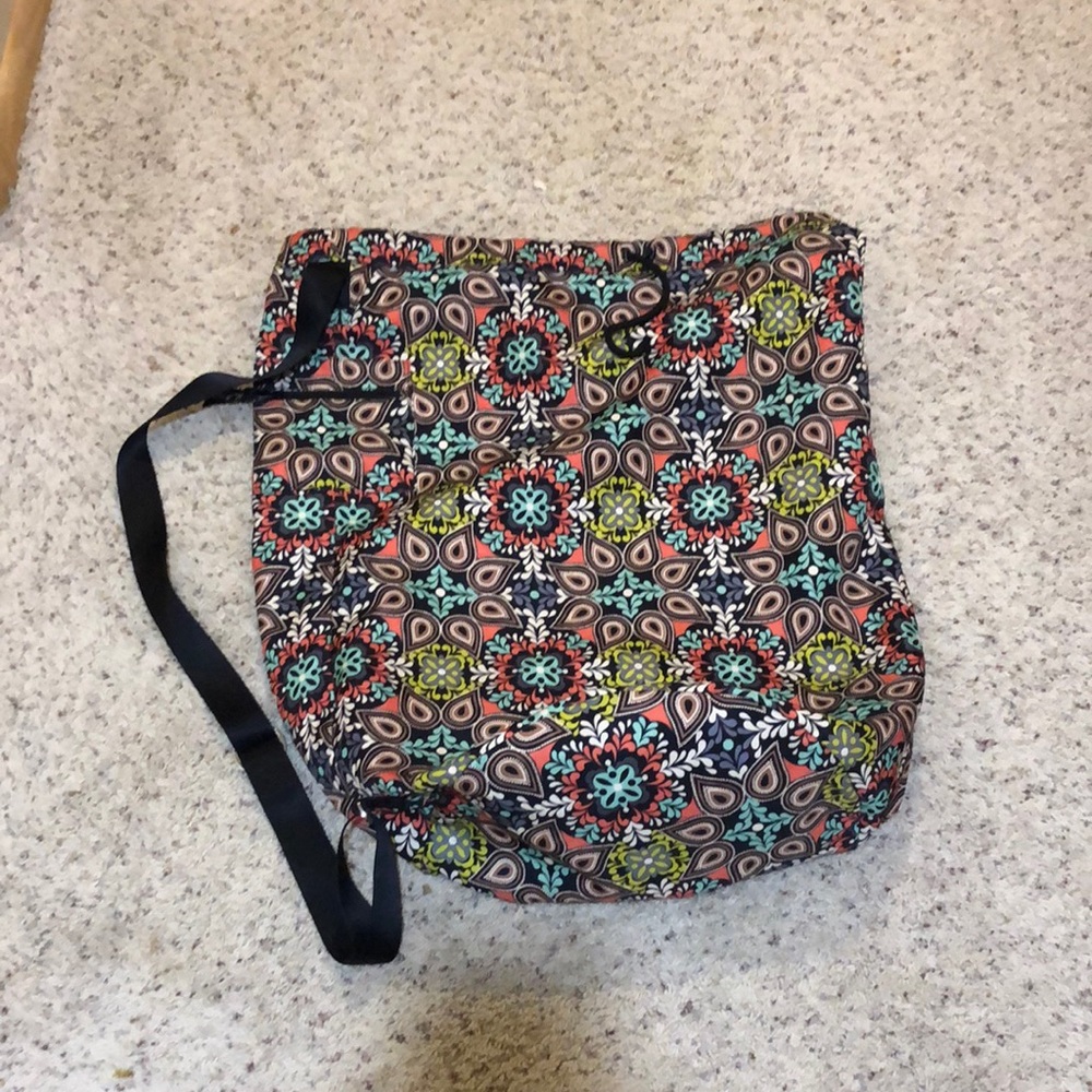 Extra large laundry bag Vera bradley brown orange blue green college thick strap